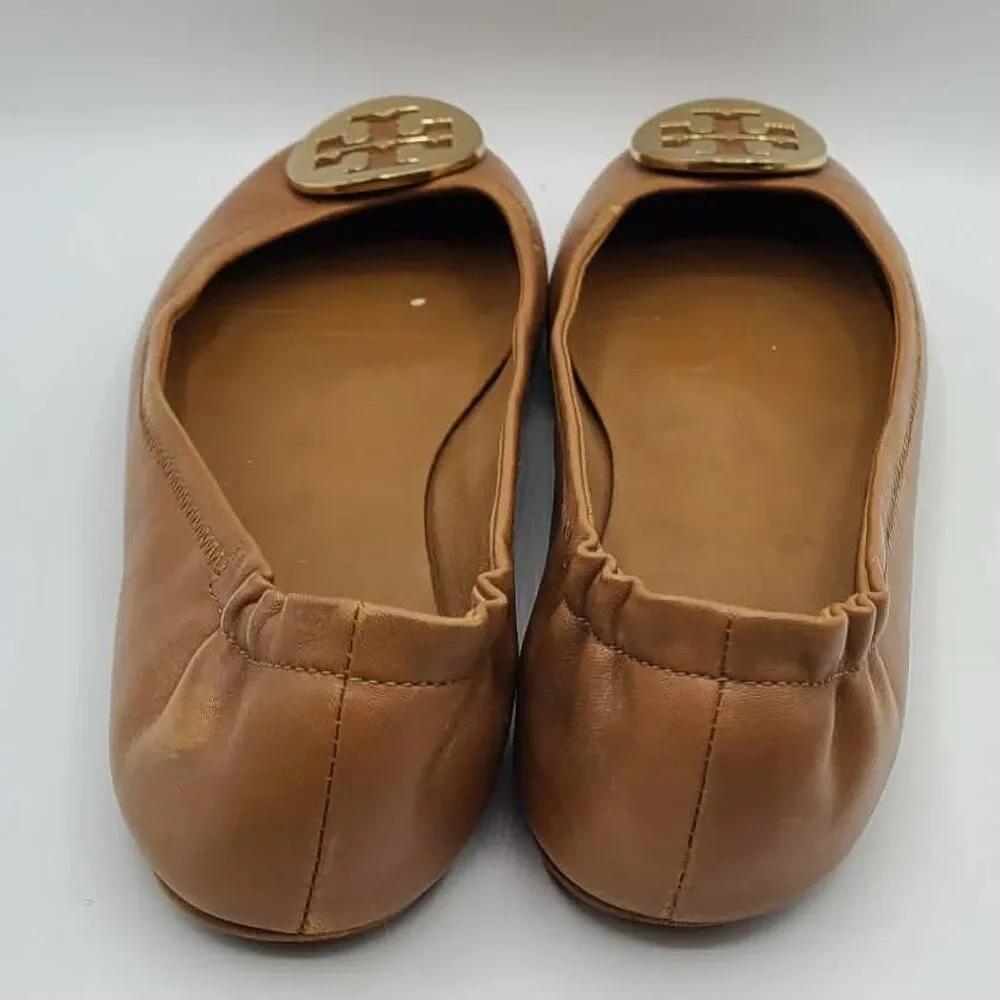 Tory Burch Minnie Travel Ballet Flats Tan (Carmel) size 8